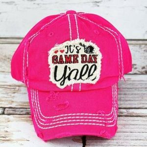 DISTRESSED HOT PINK 'IT'S GAME DAY Y'ALL' CAP